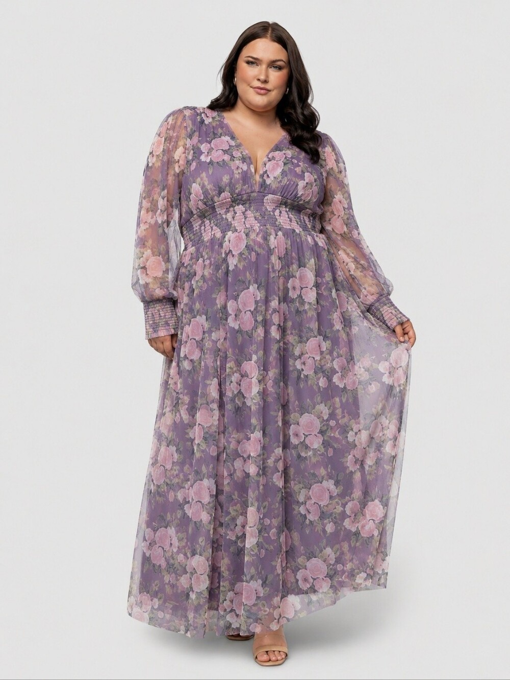 Baltic Born Layla Tulle Maxi Dress Lavender Blush floral purple women's plus 3XL
